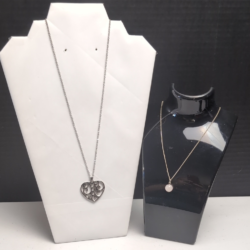 Pair or LBVYR Necklaces Silver Tone